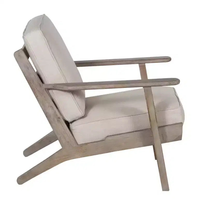 Royal Hampton Handcrafted Mango Wood Accent Chair with Cushioned Seat and Angled Legs