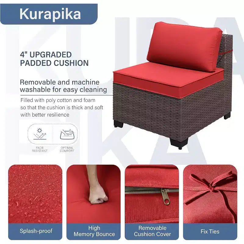 ALAULM Ensemble de mobilier de jardin 12 pièces, canapé en rotin et osier, salons de conversation d'extérieur avec fauteuils pivotants à bascule et canapé sectionnel