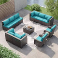 ALAULM 12 Pieces Patio Furniture Set, Rattan Wicker Sofa Set, Outdoor Conversation Sets w/Swivel Rocking Chairs Sectional Sofa