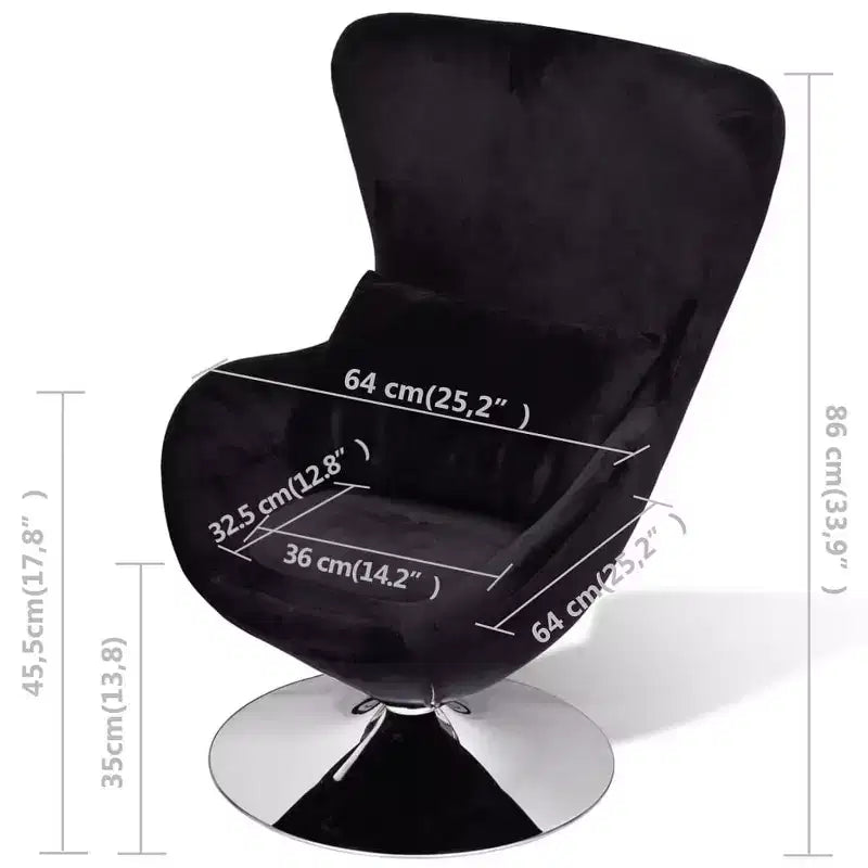 vidaXL Fauteuil pivotant rembourré pour salon et chambre à coucher - Noir