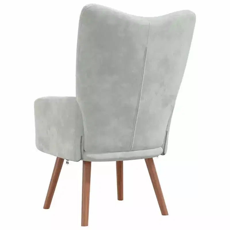 vidaXL Fauteuil moderne en velours gris clair avec pieds en bois, siège en mousse épaisse rembourrée, blocs esthétiques sur le dossier - Gris clair