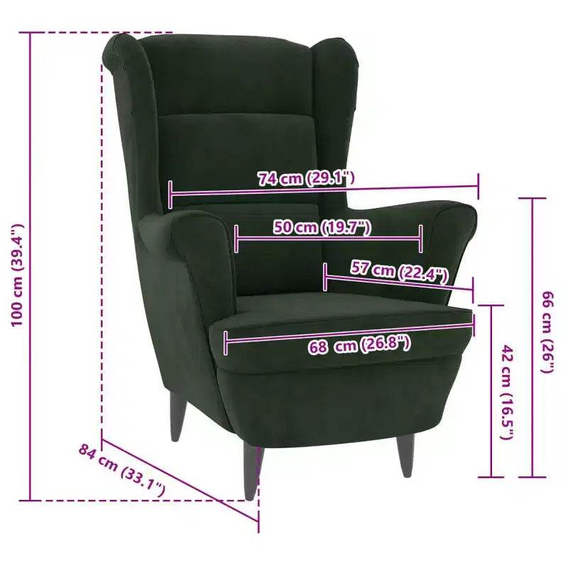 Fauteuil VidaXL Velours Vert Foncé - Fauteuil d'appoint Standard en Contreplaqué
