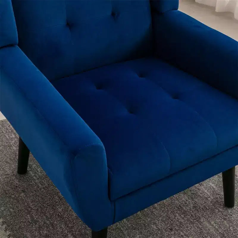 Okak Modern Accent Chair Button-Tufted Living Room Chair with Soft Upholstered Armchair with Black Wood Legs Ergonomics for Bedroom