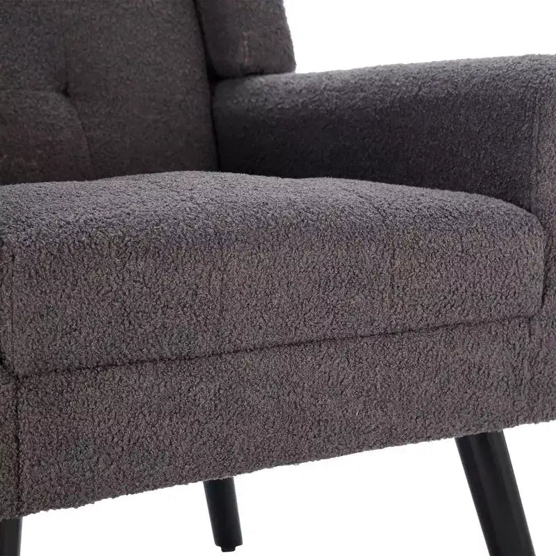 Okak Modern Accent Chair Button-Tufted Living Room Chair with Soft Upholstered Armchair with Black Wood Legs Ergonomics for Bedroom