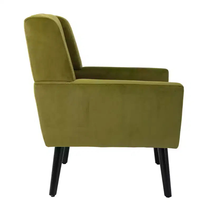 Okak Modern Accent Chair Button-Tufted Living Room Chair with Soft Upholstered Armchair with Black Wood Legs Ergonomics for Bedroom