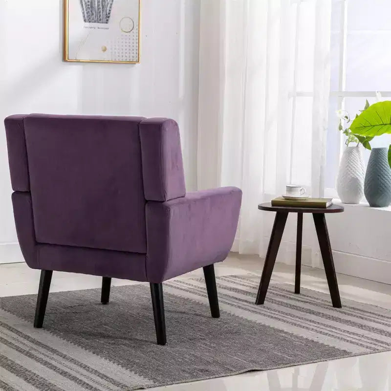 Okak Modern Accent Chair Button-Tufted Living Room Chair with Soft Upholstered Armchair with Black Wood Legs Ergonomics for Bedroom