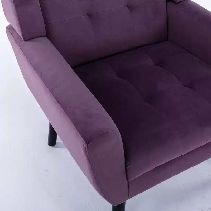 Okak Modern Accent Chair Button-Tufted Living Room Chair with Soft Upholstered Armchair with Black Wood Legs Ergonomics for Bedroom