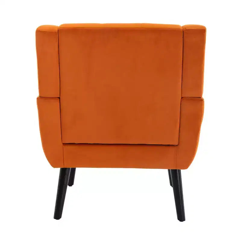Okak Modern Accent Chair Button-Tufted Living Room Chair with Soft Upholstered Armchair with Black Wood Legs Ergonomics for Bedroom
