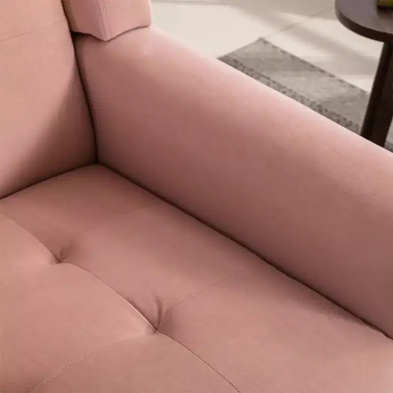 Okak Modern Accent Chair Button-Tufted Living Room Chair with Soft Upholstered Armchair with Black Wood Legs Ergonomics for Bedroom