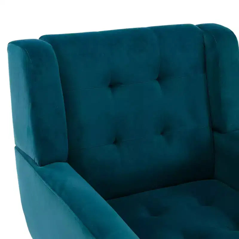 Okak Modern Accent Chair Button-Tufted Living Room Chair with Soft Upholstered Armchair with Black Wood Legs Ergonomics for Bedroom