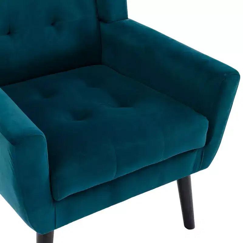 Okak Modern Accent Chair Button-Tufted Living Room Chair with Soft Upholstered Armchair with Black Wood Legs Ergonomics for Bedroom