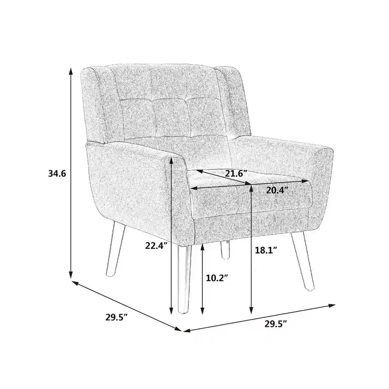Okak Modern Accent Chair Button-Tufted Living Room Chair with Soft Upholstered Armchair with Black Wood Legs Ergonomics for Bedroom