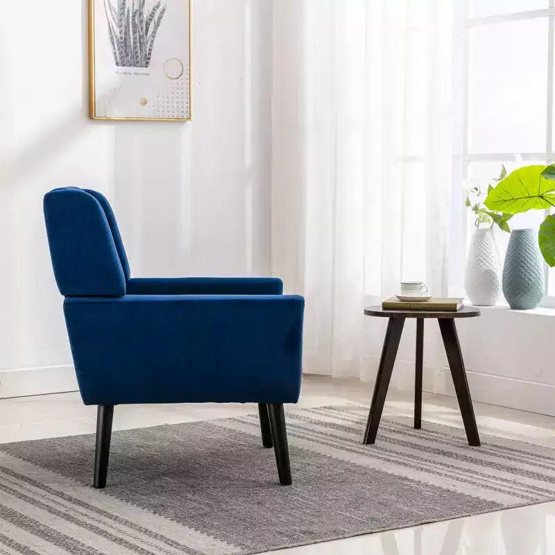 Okak Modern Accent Chair Button-Tufted Living Room Chair with Soft Upholstered Armchair with Black Wood Legs Ergonomics for Bedroom