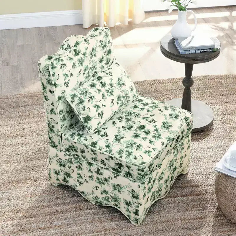 Okak Elegant Flannel Dining Chair Accent Chair with Soft Cushion Living Room Chair with Matching Pillow for Lounge Bedroom