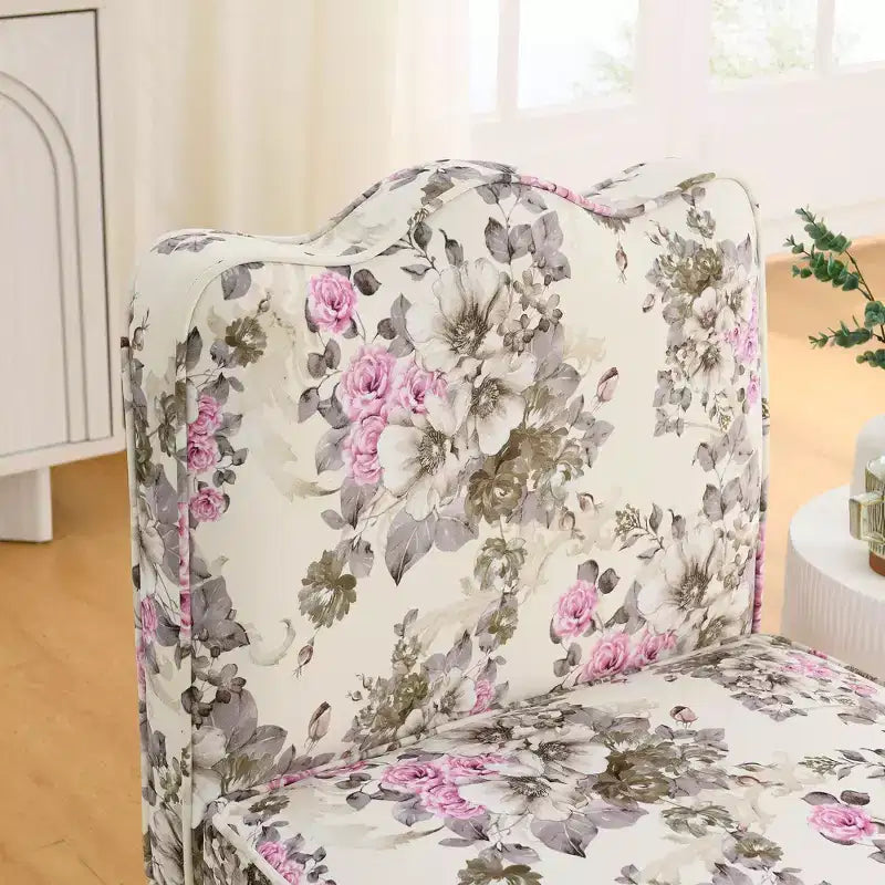 Okak Elegant Flannel Dining Chair Accent Chair with Soft Cushion Living Room Chair with Matching Pillow for Lounge Bedroom