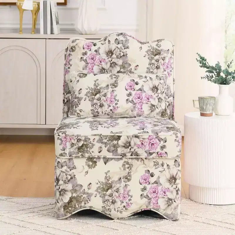 Okak Elegant Flannel Dining Chair Accent Chair with Soft Cushion Living Room Chair with Matching Pillow for Lounge Bedroom