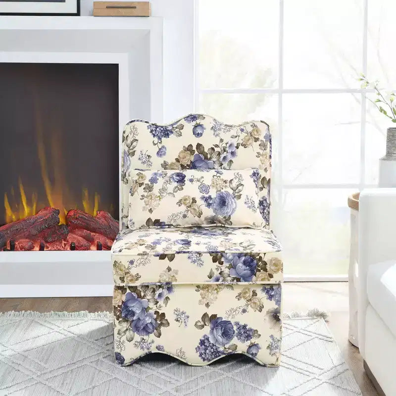 Okak Elegant Flannel Dining Chair Accent Chair with Soft Cushion Living Room Chair with Matching Pillow for Lounge Bedroom
