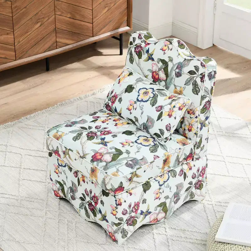 Okak Elegant Flannel Dining Chair Accent Chair with Soft Cushion Living Room Chair with Matching Pillow for Lounge Bedroom
