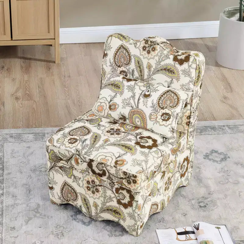 Okak Elegant Flannel Dining Chair Accent Chair with Soft Cushion Living Room Chair with Matching Pillow for Lounge Bedroom