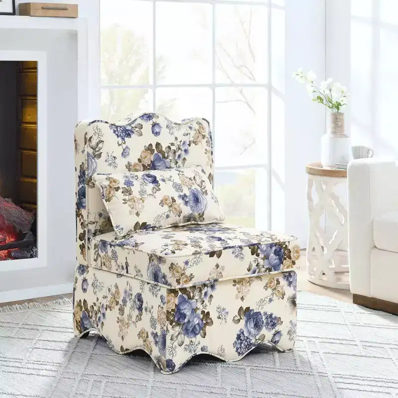 Okak Elegant Flannel Dining Chair Accent Chair with Soft Cushion Living Room Chair with Matching Pillow for Lounge Bedroom