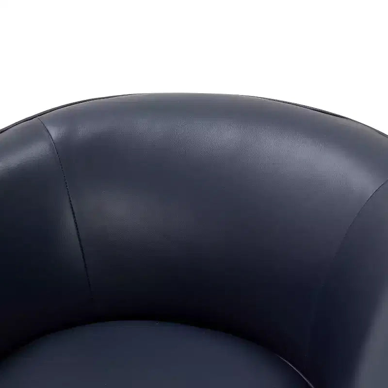 Fauteuil pivotant 360° en cuir pleine fleur Okak Modern avec coussin souple, fauteuil club avec base en bois pour salon, bureau, chambre à coucher