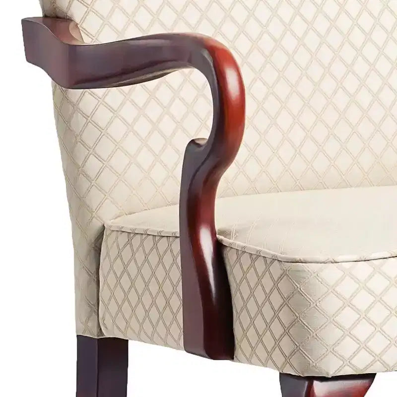 Okak Chaise d'appoint moderne et élégante pour salon, fauteuil avec accoudoirs rembourrés en forme de col de cygne, en bois massif pour salon, chambre à coucher