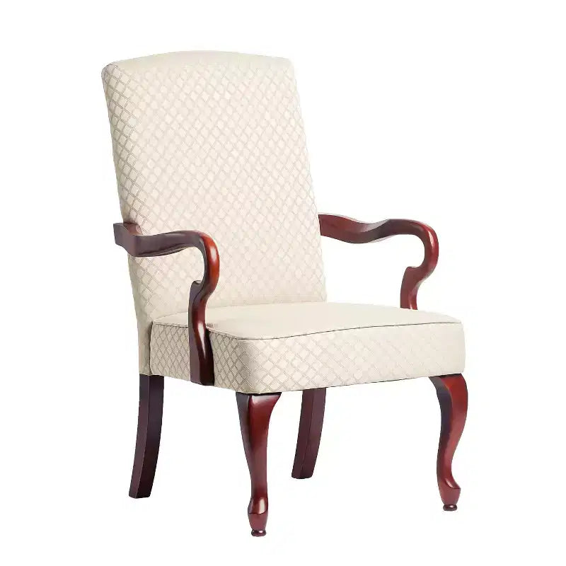 Okak Chaise d'appoint moderne et élégante pour salon, fauteuil avec accoudoirs rembourrés en forme de col de cygne, en bois massif pour salon, chambre à coucher