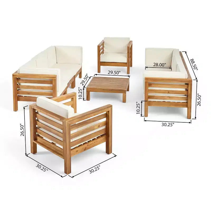 Christopher Knight Home Oana Ensemble canapé et fauteuils de jardin 8 places en bois d'acacia avec coussins