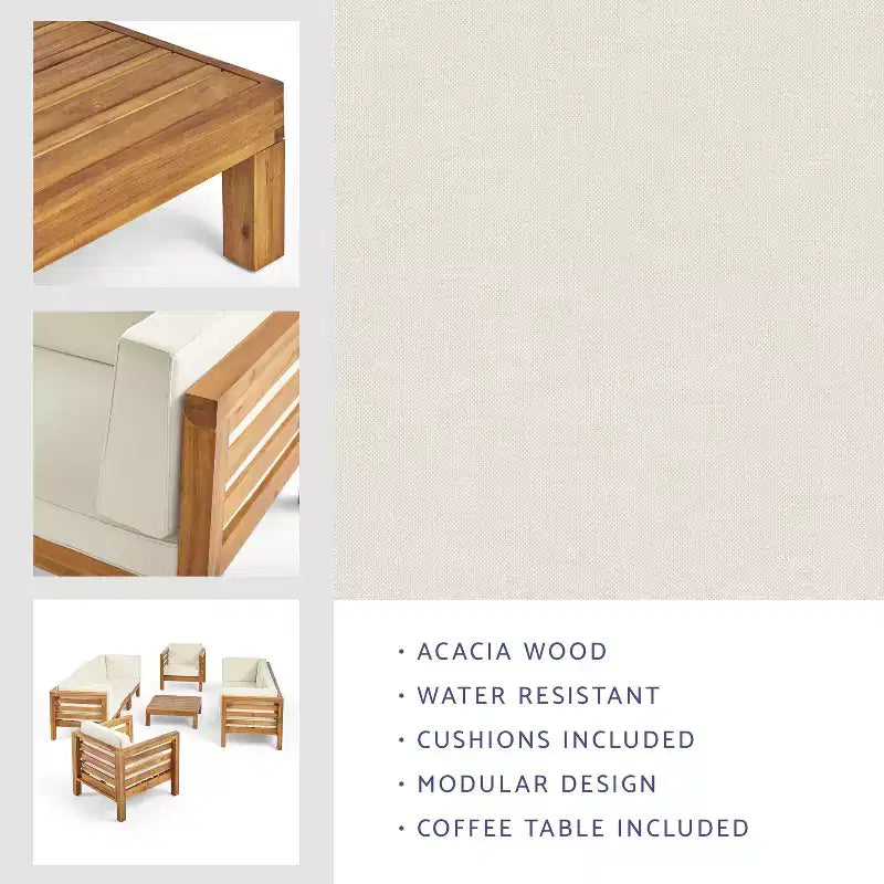 Christopher Knight Home Oana Ensemble canapé et fauteuils de jardin 8 places en bois d'acacia avec coussins