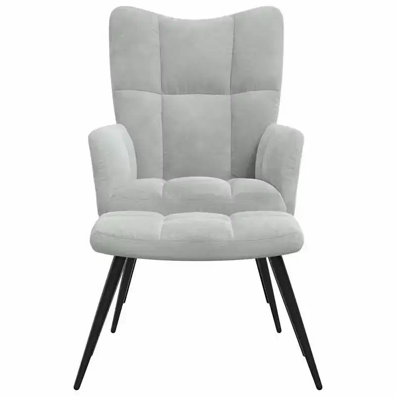 vidaXL Fauteuil relax avec tabouret - Velours gris clair Repose-pieds moyen