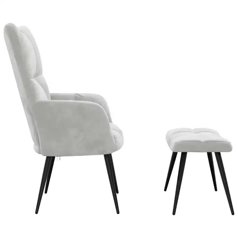 vidaXL Fauteuil relax avec tabouret - Velours gris clair Repose-pieds moyen