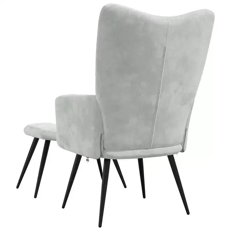 vidaXL Fauteuil relax avec tabouret - Velours gris clair Repose-pieds moyen
