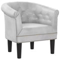 vidaXL Stylish Tub Chair - Single, Silver Faux Leather, Foam, Pinewood & Plywood for Living Room or Office