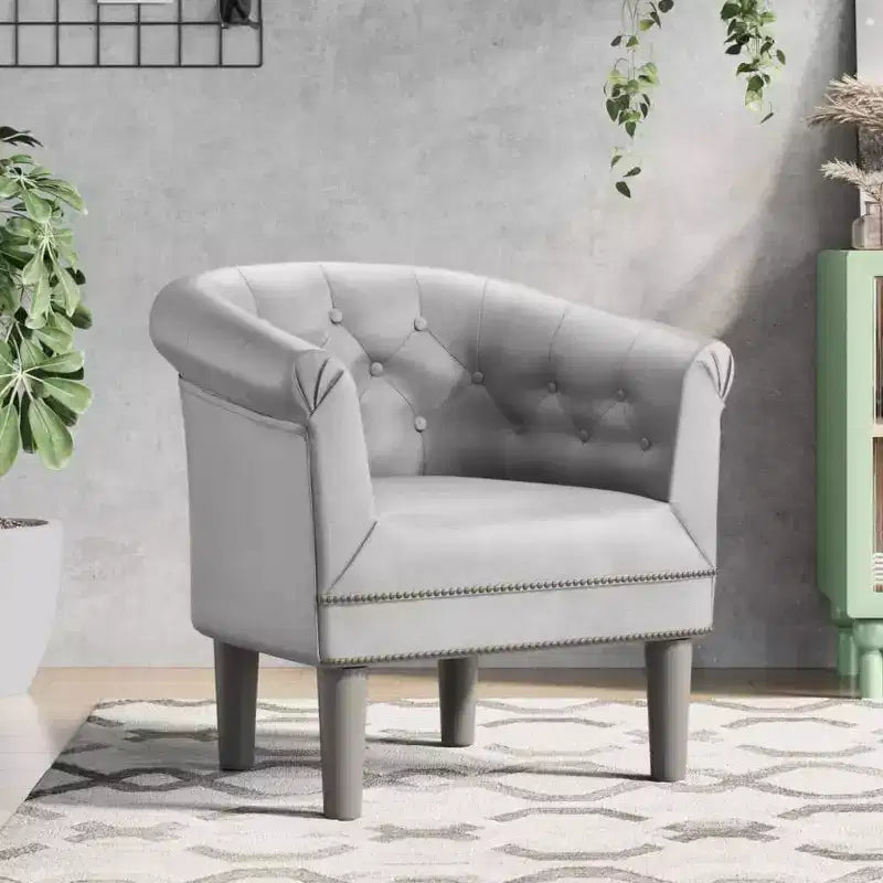 vidaXL Fauteuil club élégant - Simple, simili cuir argenté, mousse, pin et contreplaqué pour salon ou bureau