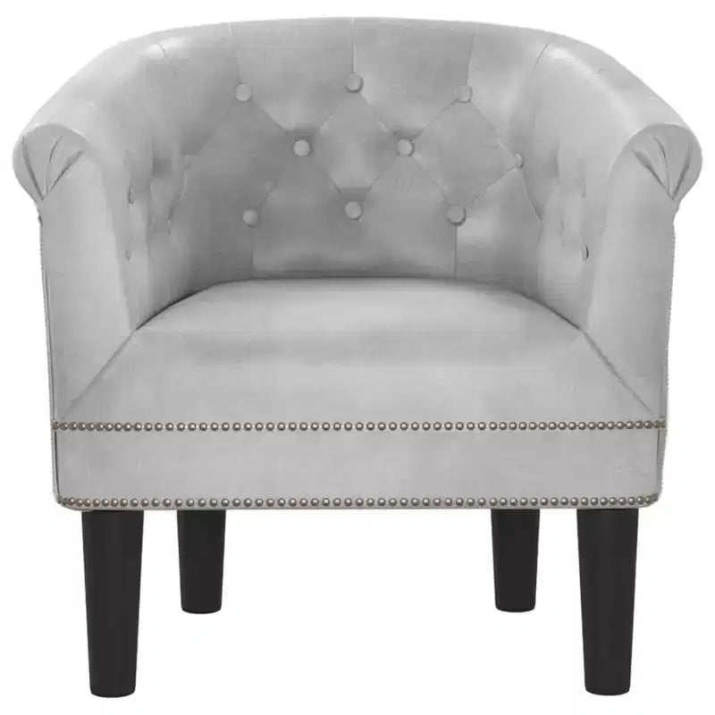 vidaXL Fauteuil club élégant - Simple, simili cuir argenté, mousse, pin et contreplaqué pour salon ou bureau