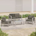 GDFStudio Wendy Outdoor Aluminum 4 Seater Chat Set with Cushions