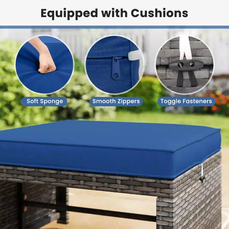 Ensemble de mobilier de patio Costway 6 pièces, salon sectionnel d'extérieur en rotin PE Noir/Gris/Bleu marine/Rouge/Blanc/Turquoise