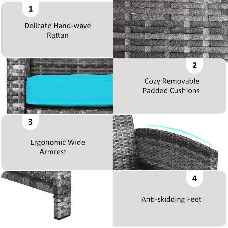 Ensemble de mobilier de patio Costway 6 pièces, salon sectionnel d'extérieur en rotin PE Noir/Gris/Bleu marine/Rouge/Blanc/Turquoise