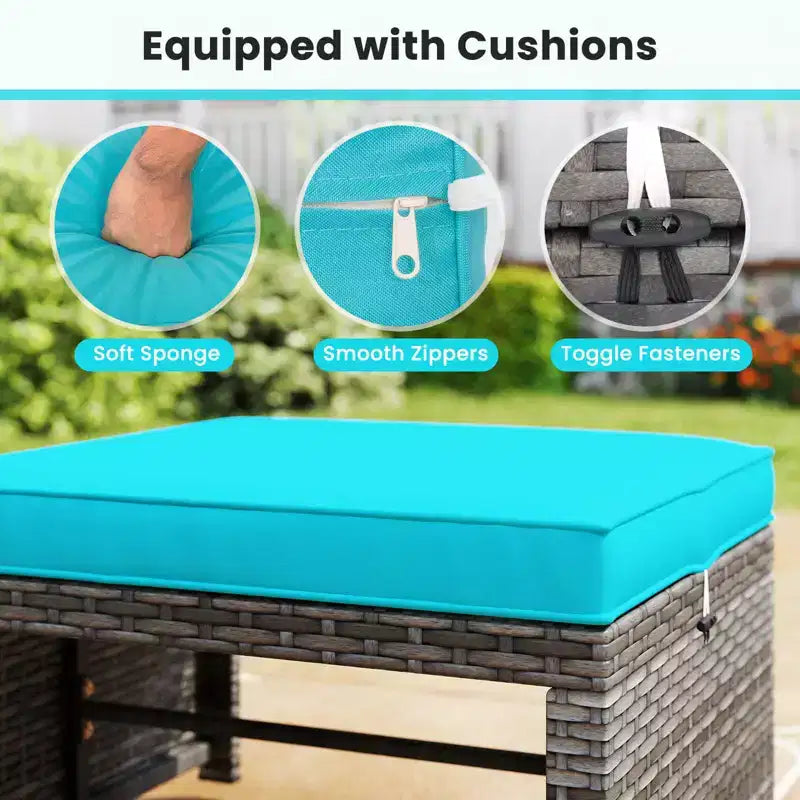 Ensemble de mobilier de patio Costway 6 pièces, salon sectionnel d'extérieur en rotin PE Noir/Gris/Bleu marine/Rouge/Blanc/Turquoise