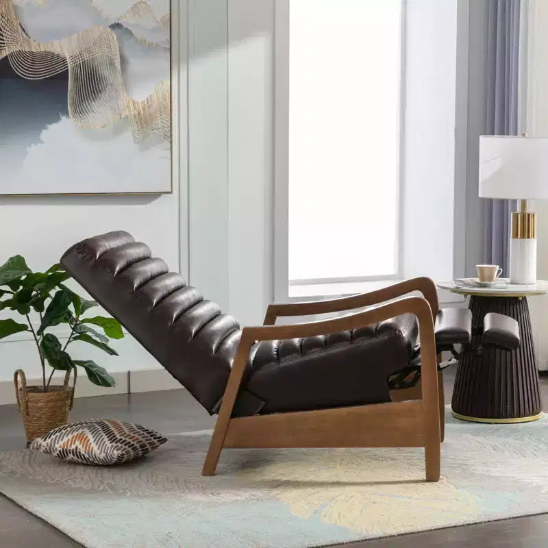 Bestier 26 Fauteuil inclinable pour adulte, fauteuil luxueux en cuir ciré à l'huile avec repose-pieds, fauteuil inclinable rembourré pour salon et lecture