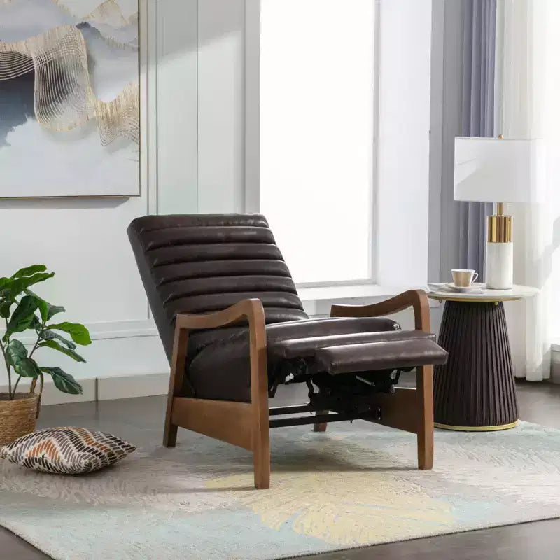 Bestier 26 Fauteuil inclinable pour adulte, fauteuil luxueux en cuir ciré à l'huile avec repose-pieds, fauteuil inclinable rembourré pour salon et lecture