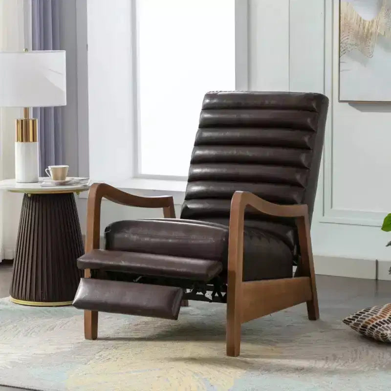 Bestier 26 Fauteuil inclinable pour adulte, fauteuil luxueux en cuir ciré à l'huile avec repose-pieds, fauteuil inclinable rembourré pour salon et lecture