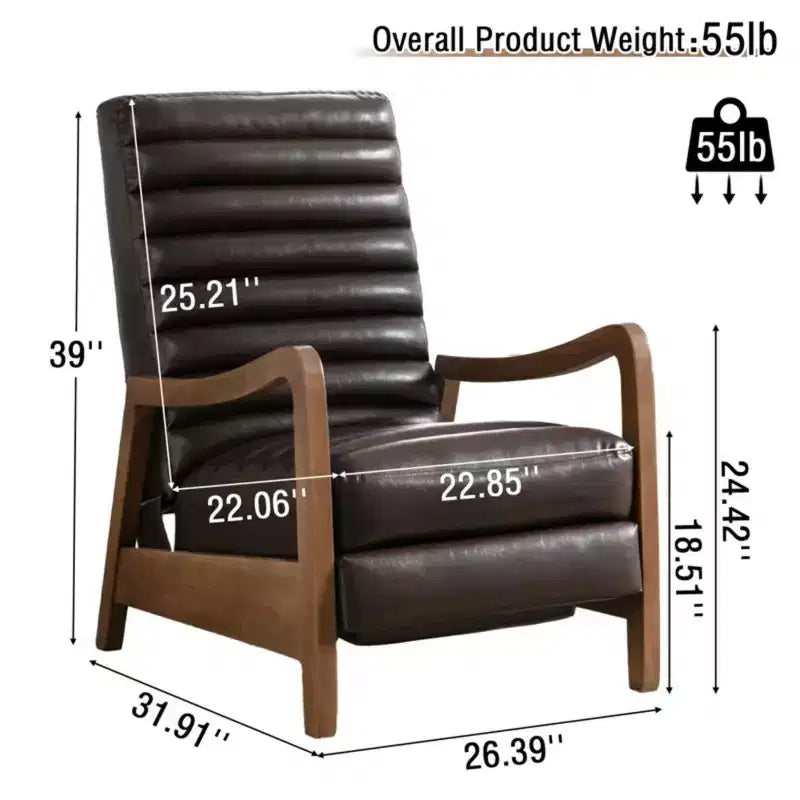 Bestier 26 Fauteuil inclinable pour adulte, fauteuil luxueux en cuir ciré à l'huile avec repose-pieds, fauteuil inclinable rembourré pour salon et lecture