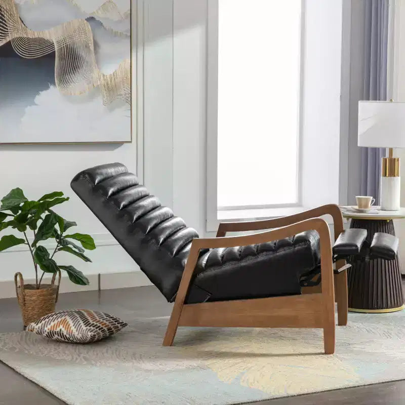 Bestier 26 Fauteuil inclinable pour adulte, fauteuil luxueux en cuir ciré à l'huile avec repose-pieds, fauteuil inclinable rembourré pour salon et lecture