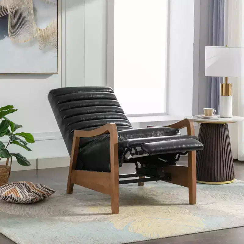 Bestier 26 Fauteuil inclinable pour adulte, fauteuil luxueux en cuir ciré à l'huile avec repose-pieds, fauteuil inclinable rembourré pour salon et lecture