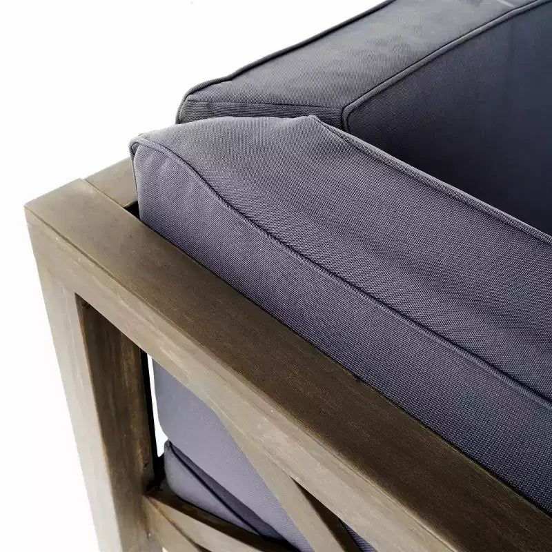Christopher Knight Home Brava Ensemble de canapé sectionnel d'extérieur 5 places en bois d'acacia avec foyer