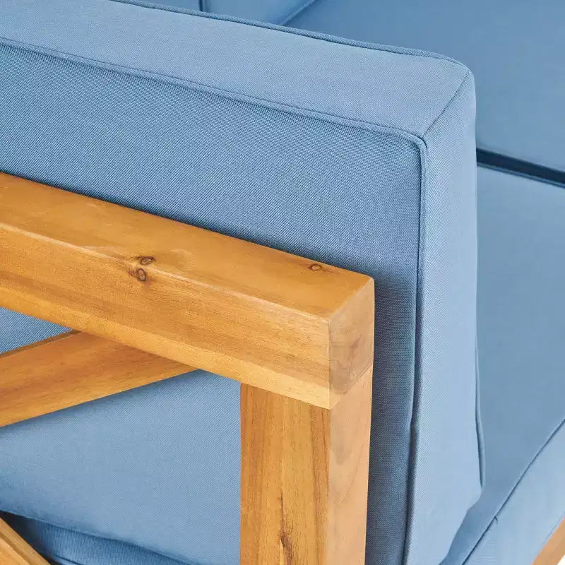 Christopher Knight Home Brava Ensemble de canapé sectionnel d'extérieur 5 places en bois d'acacia avec foyer
