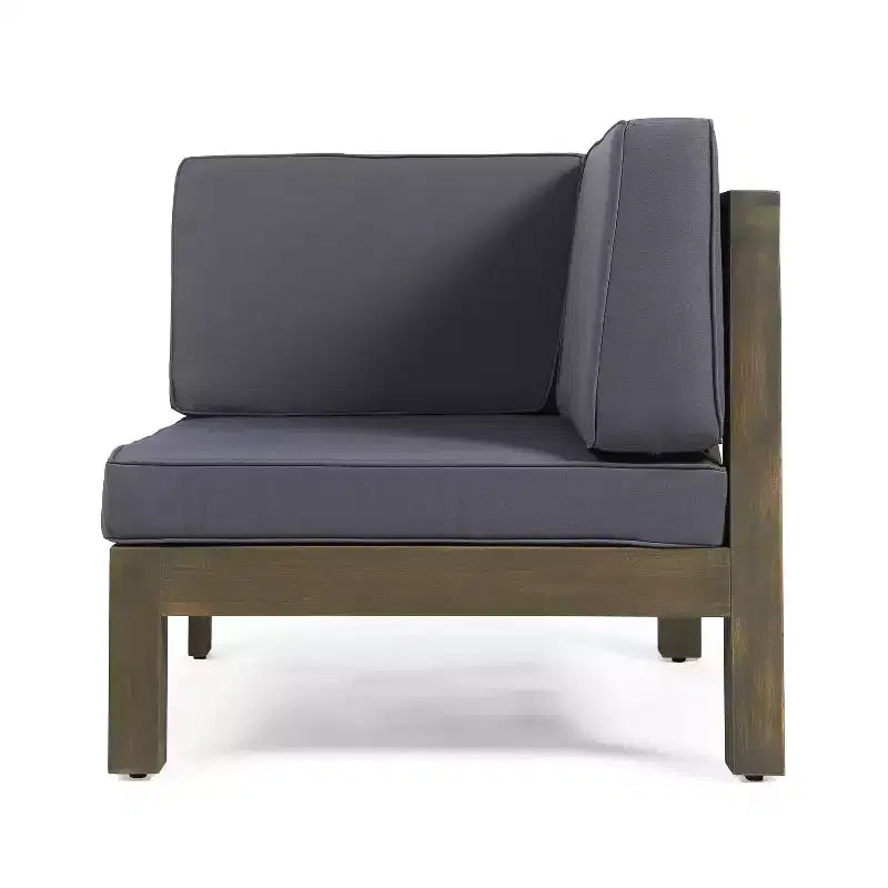 Christopher Knight Home Brava Ensemble de canapé sectionnel d'extérieur 5 places en bois d'acacia avec foyer