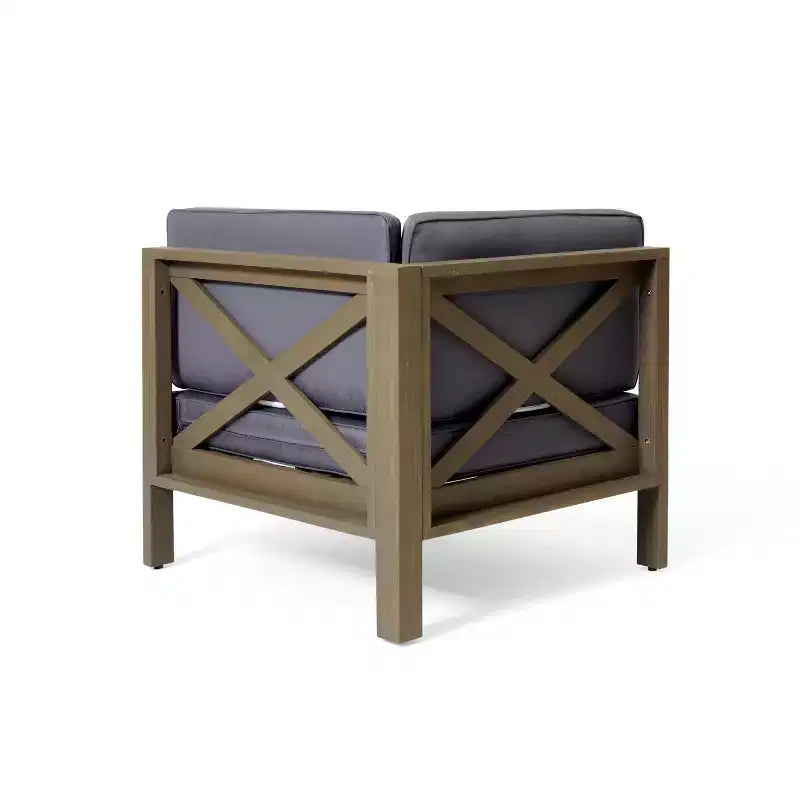 Christopher Knight Home Brava Ensemble de canapé sectionnel d'extérieur 5 places en bois d'acacia avec foyer