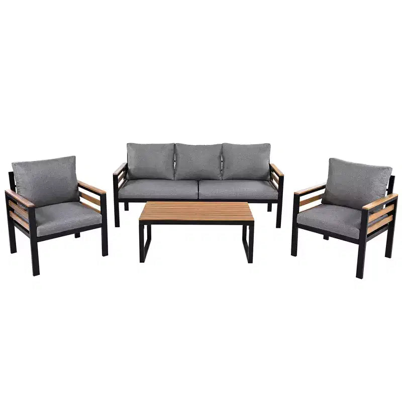 Ensemble de conversation de patio 4 pièces avec canapé, pour 5 personnes et coussins déhoussables